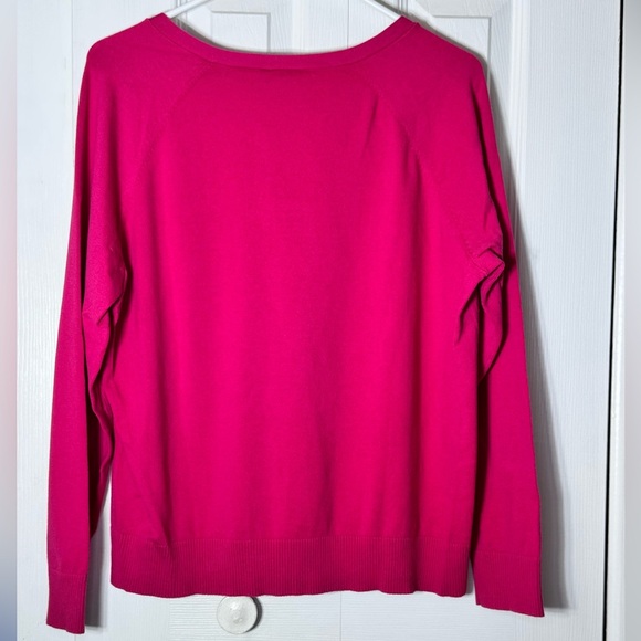 Talbots Pink Long Sleeve Relaxed V-Neck Sweater - Picture 2 of 4